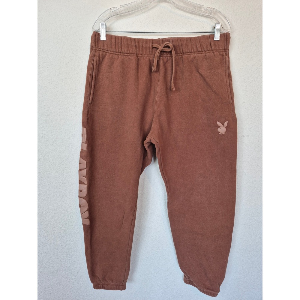 Playboy by PacSun Brown Graphic Fleece Jogger Sweatpants Women's Large